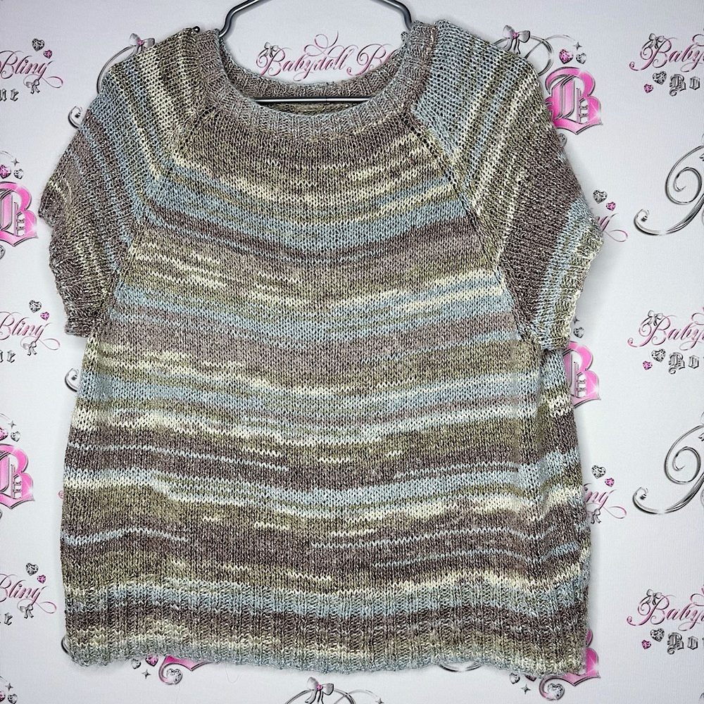 Knit sparkly shimmer top knitted crochet thick sweater tshirt style loose comfy